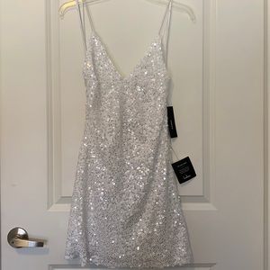 Lulus White Backless Sequin Mini Dress - Size XS